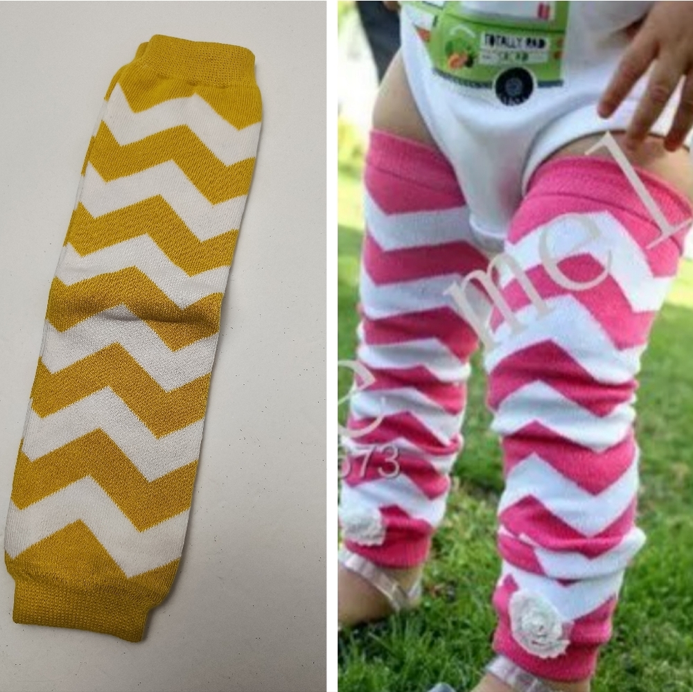 Baby Leg Warmers Strip Chevron Yellow
